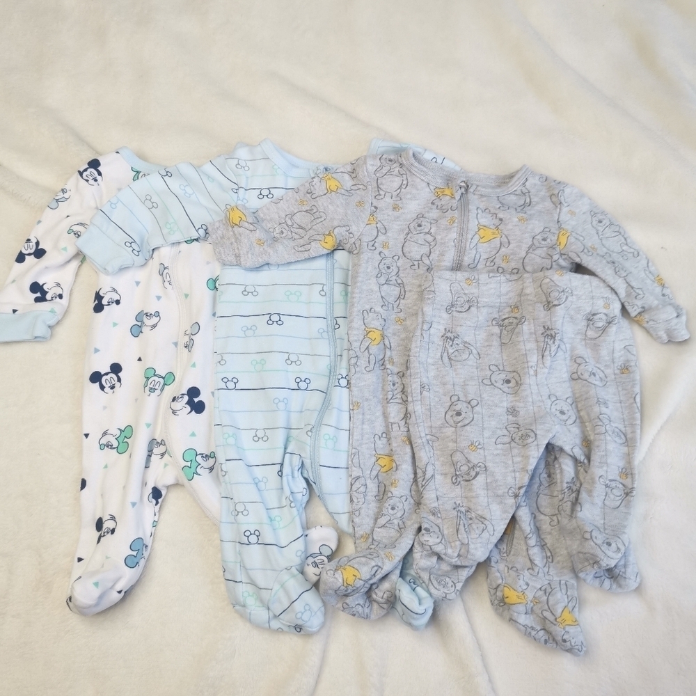 Disney‎ Baby Winnie the Pooh and Mickey Footed Bodysuits